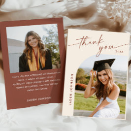 Cartão De Agradecimento Foto de Graduação 2 Minimalista Elegante