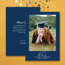 Foto de Graduação Azul do Marinho de Script Elegan