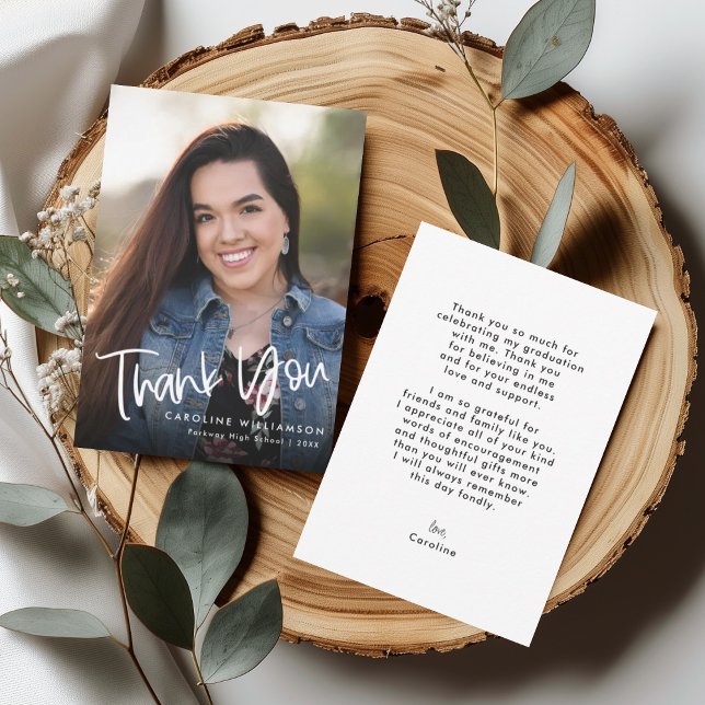 Cartão De Agradecimento Foto de Graduação de Script Manuscrito de Tendy Ca (Criador carregado)