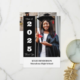 Cartão De Agradecimento Foto de Graduação Moderna Elegante