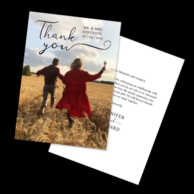 Cartão De Agradecimento Foto de Gratidão de Caligrafia Moderna e Elegante (Criador carregado)