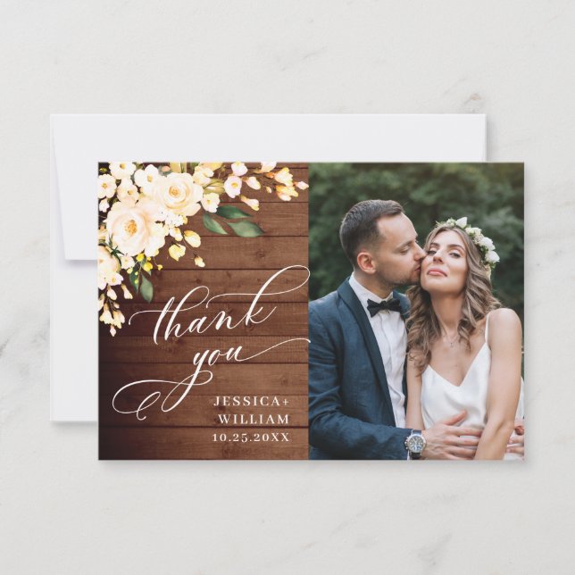 Cartão De Agradecimento Foto de Lanterna Rústica de Madeira Rosa Blush (Frente)