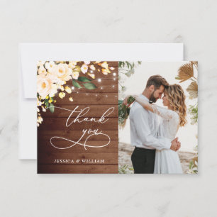 Cartão De Agradecimento Foto de Lanterna Rústica de Madeira Rosa Blush