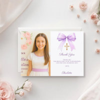 Foto de menina com laço lavanda Confirmação