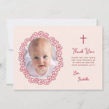 Foto de Menina de Batismo Rosa & Aro Floral Vermel