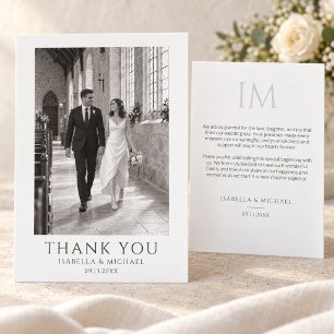 Cartão De Agradecimento Foto de Monograma de Casamento Formal Clássico