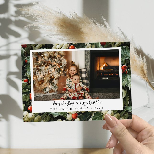 Cartão De Agradecimento Foto de Natal Verde Tradicional (Criador carregado)