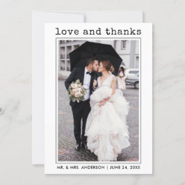 Cartão De Agradecimento Foto de Obrigados de Amor com Texto de Máquina de 