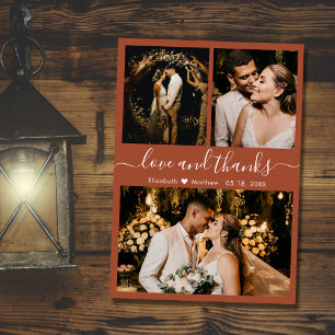 Cartão De Agradecimento Foto de Obrigados e amor Teracotta Casamento