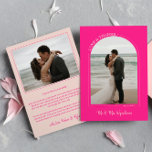 Cartão De Agradecimento Foto de Obrigados e Casamento de Arch Rosa Quente<br><div class="desc">Cartões de agradecimentos de fotos impressionante para enviar aos seus convidados de casamento em rosa-quente e pincel. Cartões de agradecimentos de casamento de dois lados com duas fotos, uma em um quadro em forma de arco com LOVE e OBRIGADOS escritos em uma curva. Cartões de agradecimentos de casamento rosa-quente com...</div>