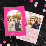 Cartão De Agradecimento Foto de Obrigados e Casamento de Arch Rosa Quente<br><div class="desc">Cartões de agradecimentos de fotos impressionante para enviar aos seus convidados de casamento em rosa-quente e pincel. Cartões de agradecimentos de casamento de dois lados com duas fotos, uma em um quadro em forma de arco com LOVE e OBRIGADOS escritos em uma curva. Cartões de agradecimentos de casamento rosa-quente com...</div>