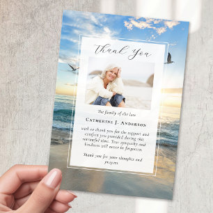Cartão De Agradecimento Foto de Oceano de Praia de Simpatia Funeral Memori