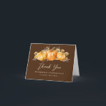 Cartão De Agradecimento Foto de Pumpkin Rustic Fall Foto 50th Birthday Fol<br><div class="desc">Um belo e elegante cartões de agradecimentos projetado especialmente para 50 anos. Na frente,  ele apresenta um arranjo de abóbora laranja de queda com flores e folhas. Três linhas são fornecidas para um obrigado personalizado. Dentro há uma foto do celebrante do aniversário e uma mensagem de obrigado pré-impressa.</div>