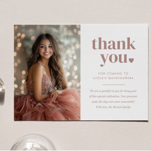 Cartão De Agradecimento Foto de Quinceañera minimalista moderna
