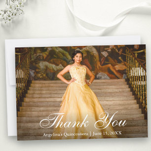 Cartão De Agradecimento Foto de Quinceañera, Script Elegante