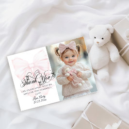 Cartão De Agradecimento Foto De Raparigas Arcos Rosa De Um primeiro aniver