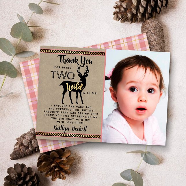 Cartão De Agradecimento Foto de segundo aniversário de Veado de Woodland W (Criador carregado)