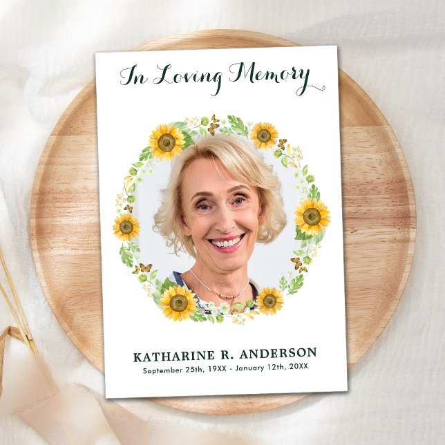 Cartão De Agradecimento Foto de Sunflower Memorial Funeral Simpatia (Criador carregado)