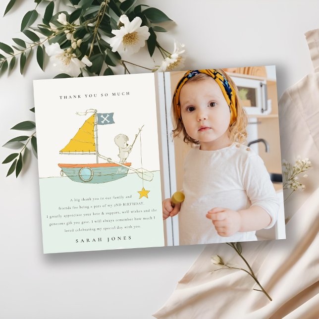 Cartão De Agradecimento Foto de Urso Pescando Vela Aniversário Crianças de (Criador carregado)