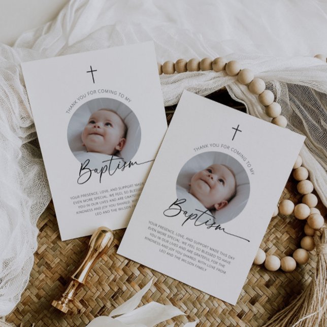 Cartão De Agradecimento Foto do batismo Obrigado (Zazzle Baptism Photo Thank You)