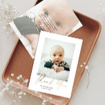 Cartão De Agradecimento Foto do Bebê do Script Dourado Elegante<br><div class="desc">Elegante Dourado Script Baby Photo Cartões de agradecimentos. O verso inclui uma mensagem da família e uma foto de segundo. Clique no botão editar para personalizar este design com suas fotos e detalhes.</div>