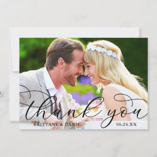 Cartão De Agradecimento Foto do Casal de Casamento da Caligrafia Moderna