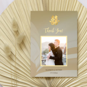 Cartão De Agradecimento Foto do casamento chinês moderno Obrigado