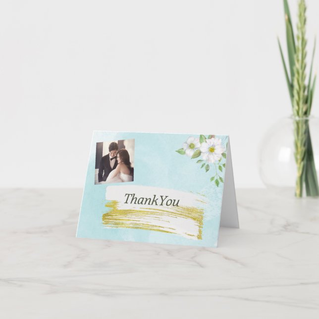 Cartão De Agradecimento Foto do Casamento da primavera Obrigado (Frente)