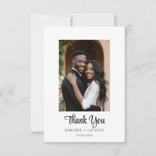 Cartão De Agradecimento Foto do casamento moderno elegante 2