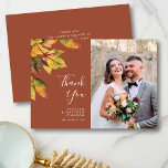 Cartão De Agradecimento Foto do Casamento outono Rustic Brown Autumn<br><div class="desc">Ouro Marrom elegante Cartões de agradecimentos Foto de Casamento de Folhagem Amarelo de outono. Expresse o seu agradecimento aos seus amigos e família que fizeram do seu casamento um especial extra com este belo cartões de agradecimentos de fotos de casamento. Todos os textos estão pré-organizados para que você personalize fácil...</div>