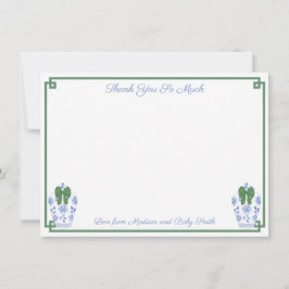 Cartão De Agradecimento Foto do Chá de fraldas de Natal Elegante Chinoiser