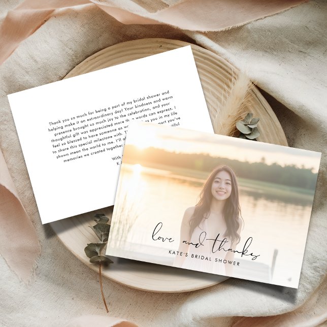 Cartão De Agradecimento Foto do Chá de panela Elegante Love & Obrigados (Criador carregado)