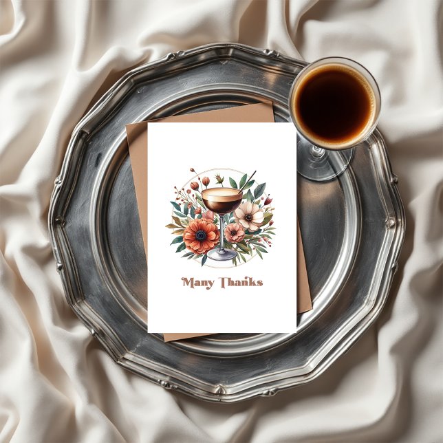 Cartão De Agradecimento Foto do Chá de panela Mocha Mousse Espresso Martin (Mocha Mousse Espresso Martini Bridal Shower Photo Thank You Card)