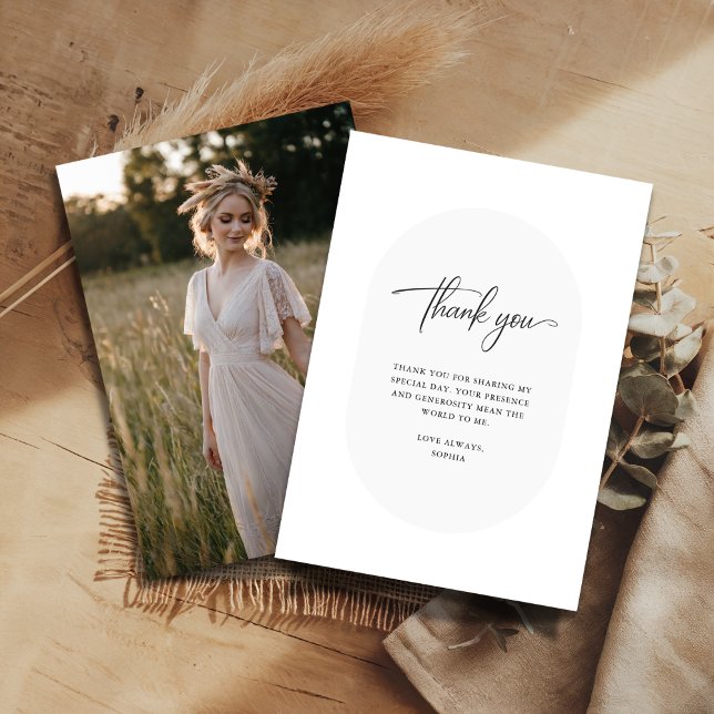 Cartão De Agradecimento Foto do Chá de panela Simple Boho Calliographic (Criador carregado)