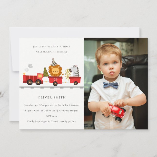 Cartão De Agradecimento Foto do comboio de animais bonitos, qualquer dia d (Frente)