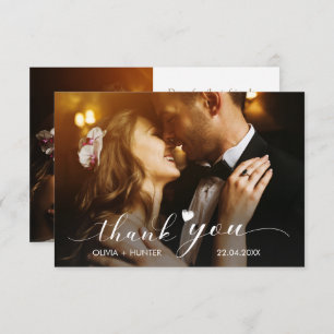 Cartão De Agradecimento Foto do Dourado Casamento 2 do Script Chic Elegant