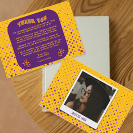 Cartão De Agradecimento Foto do Formando Laranja Amarelo-Amarelo-Cor-de-Co