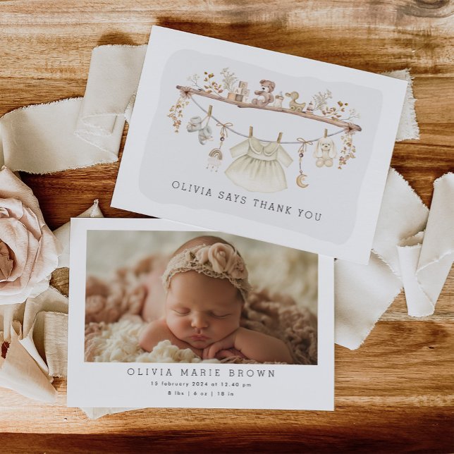 Cartão De Agradecimento Foto do infantário do Soft Boho Baby Girl (Criador carregado)
