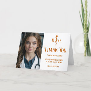 Cartão De Agradecimento Foto do Médico Osteopático Laranja Personalizado