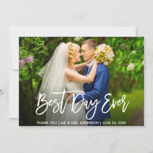 Cartão De Agradecimento Foto do Melhor Dia de Casamento do Escovo Moderno