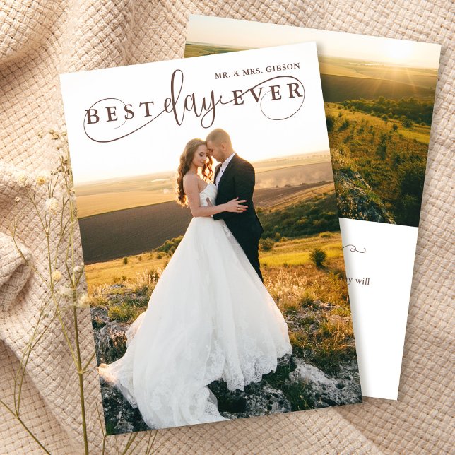 Cartão De Agradecimento Foto do melhor dia de Na moda simples 2 (Criador carregado)