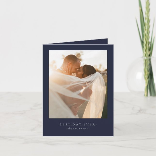 Cartão De Agradecimento Foto do Melhor Dia do Casamento Obrigado (Frente)