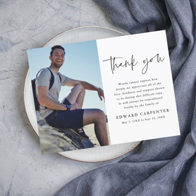 Cartão De Agradecimento Foto do Memorial Funeral Simples Mínimo (Criador carregado)