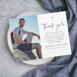 Cartão De Agradecimento Foto do Memorial Funeral Simples Mínimo