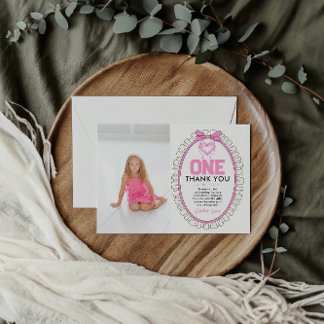 Cartão De Agradecimento Foto do primeiro aniversario de coquete do Arco ro