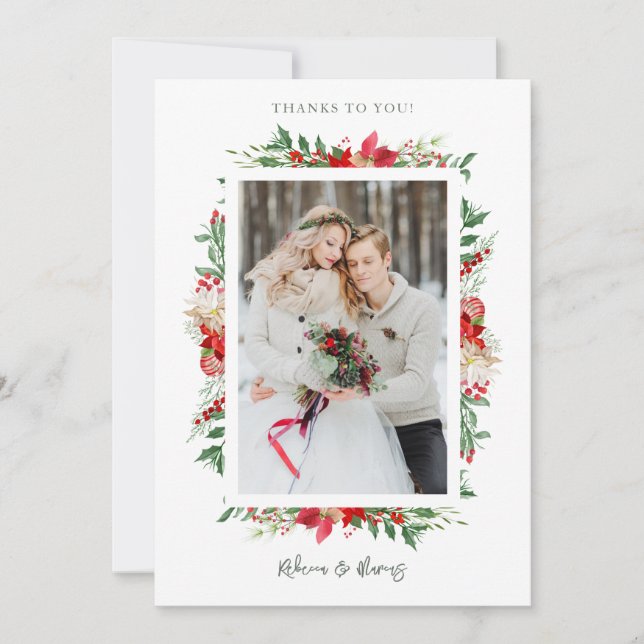 Cartão De Agradecimento Foto do Quadro de Poinsettias de Natal do Rico Clá (Frente)