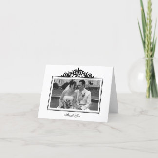 Cartão De Agradecimento Foto do quadro de rolagem branca preta - obrigado