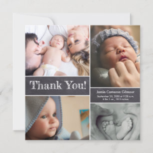 Cartão De Agradecimento Foto do quadro do gráfico Colagem Bebê Chá Obrigad