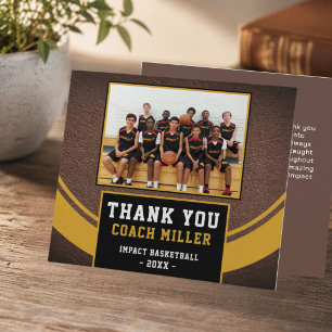 Cartão De Agradecimento Foto do Treinador de Basquete de Equipe Moderna