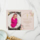 Cartão De Agradecimento Foto Dourada Pampas , cor-de-rosa, batismo (Frente/Verso In Situ)